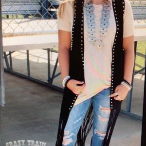 Suede Black Studded Duster